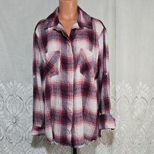 Hopely Plaid 100% Cotton Shirt/Top Sz Medium
